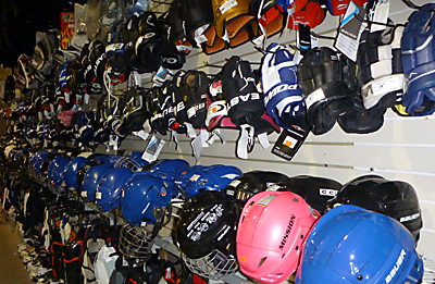 hockey helmets and gloves